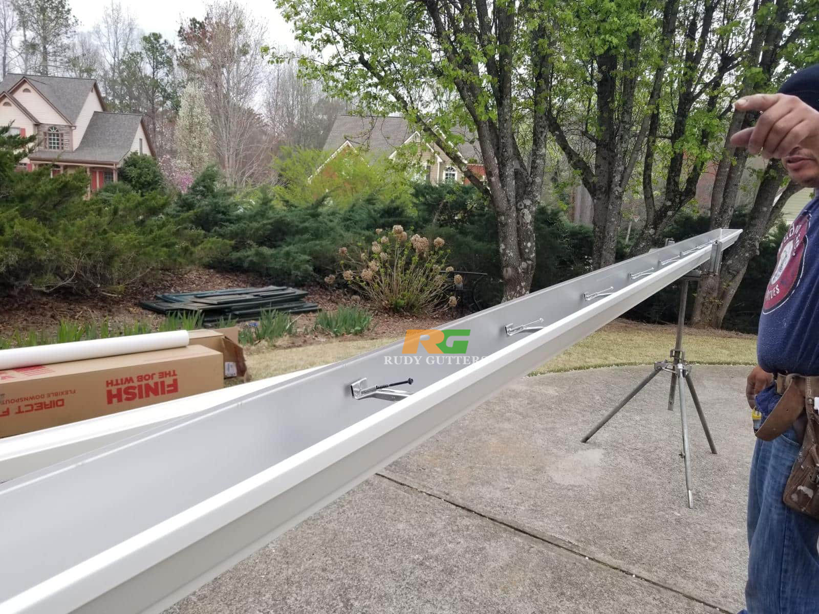 Seamless aluminum gutters installed on a home